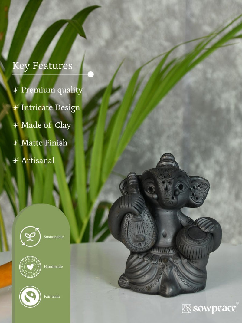 Black Ganesh Sitar & Tabla Ensemble Artisan Home Decor – view 6
