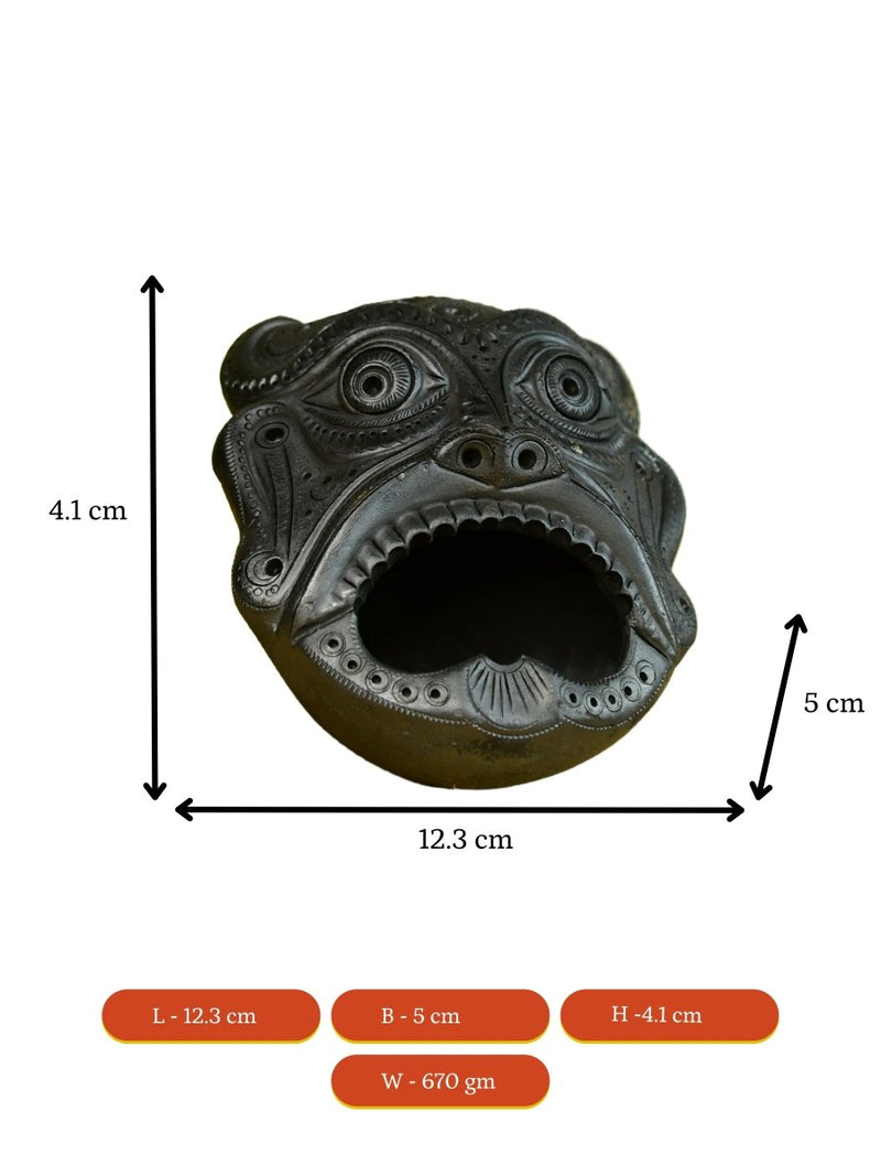 Black Terracotta Asur Mask: Unique Tabletop Accent – view 7