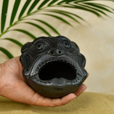 Black Terracotta Asur Mask: Unique Tabletop Accent