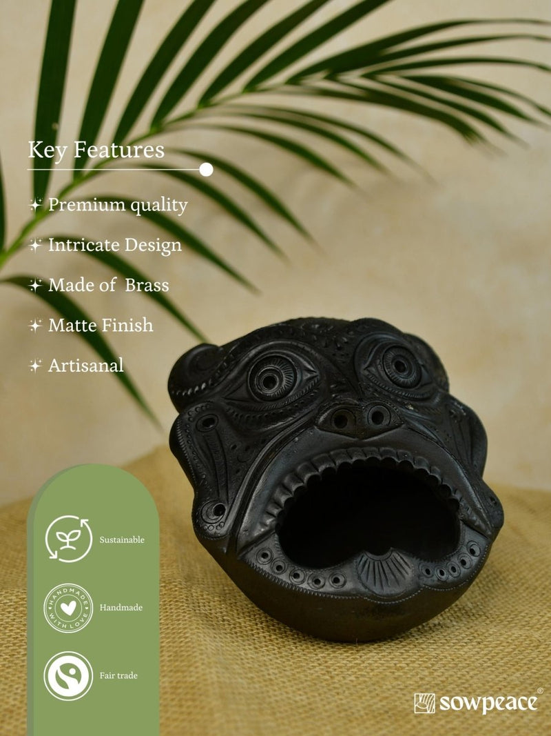 Black Terracotta Asur Mask: Unique Tabletop Accent – view 6