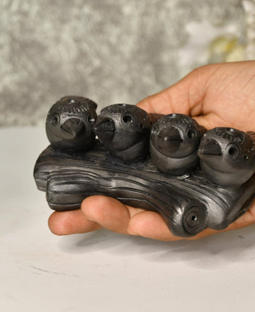 Black Terracotta Birds on Branch Tabletop Decor — alternate view