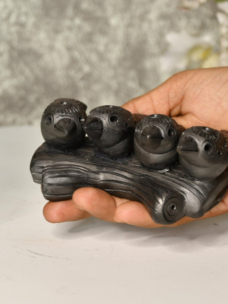 Black Terracotta Birds on Branch Tabletop Decor – view 2