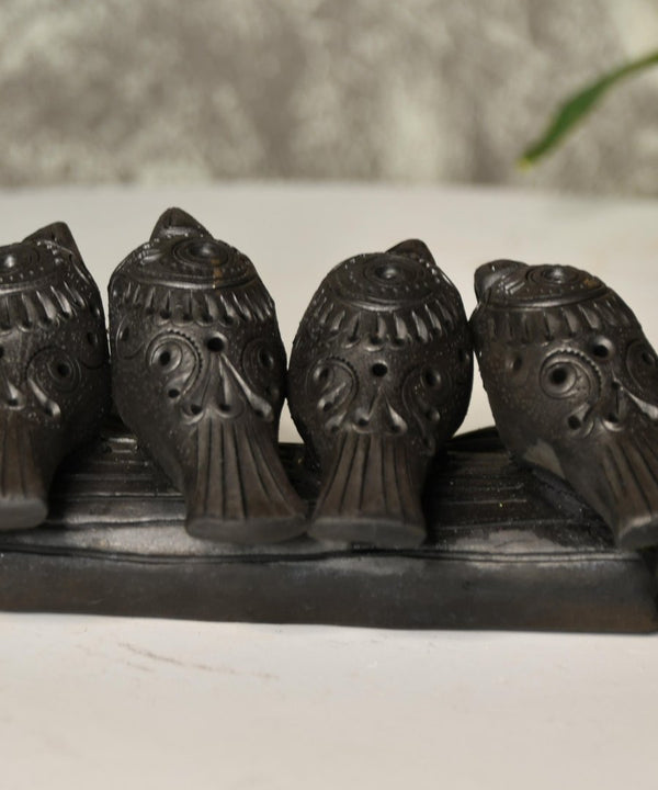 Black Terracotta Birds on Branch Tabletop Decor — image 4