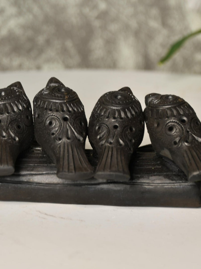 Black Terracotta Birds on Branch Tabletop Decor – view 4