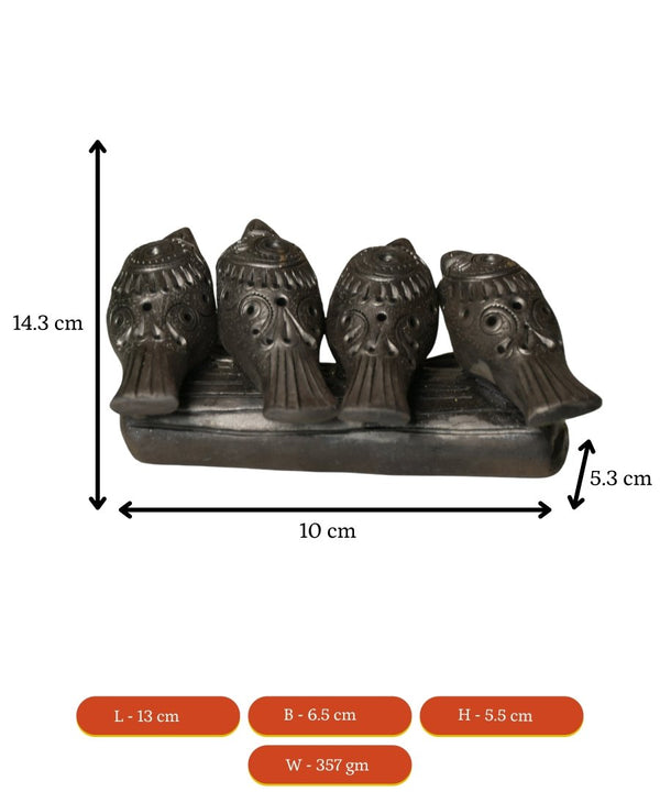 Black Terracotta Birds on Branch Tabletop Decor — image 7