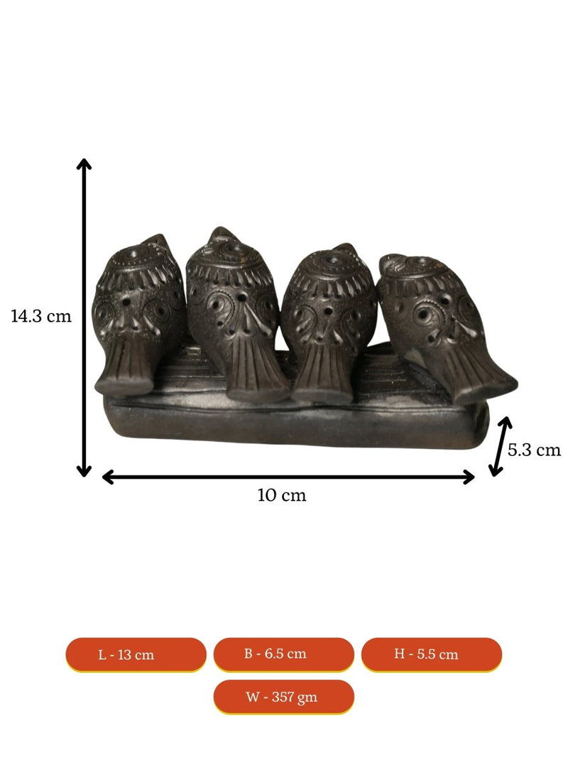 Black Terracotta Birds on Branch Tabletop Decor – view 7