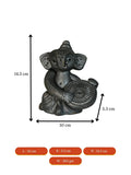 Black Terracotta Ganesh: Dafli Tabletop Decor - decor - Sowpeace - Black Terracotta Ganesh: Dafli Tabletop Decor - Terr - bter - TT - GDP - Sowpeace