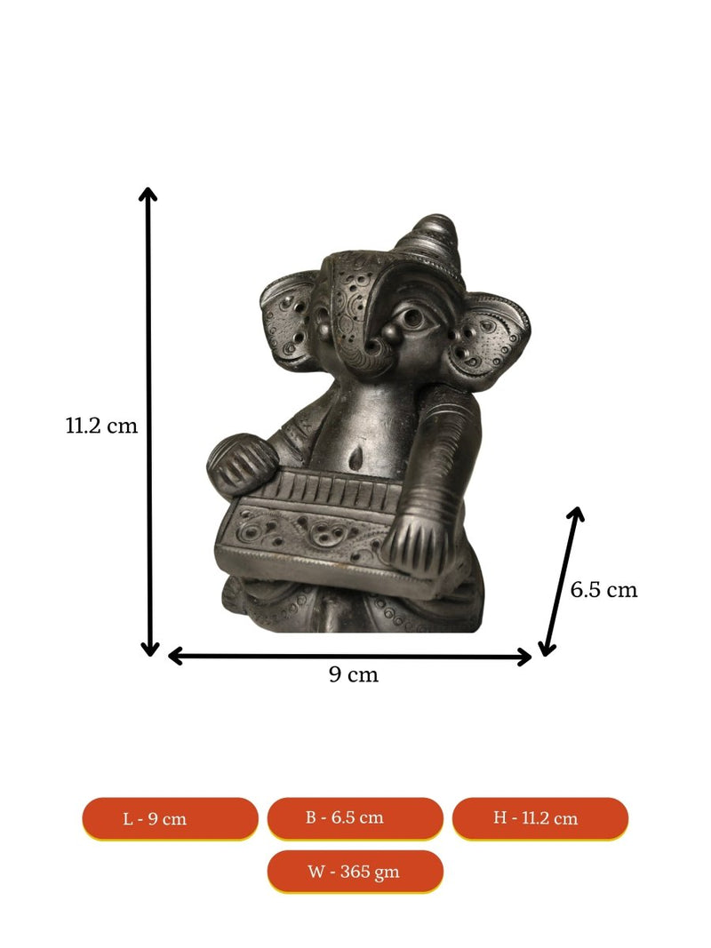 Black Terracotta Ganesh: Harmonium Tabletop Decor – view 5