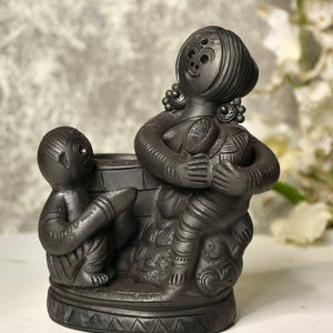 Black Terracotta Mother - Son Artisan Tabletop Decor for Home - decor - Sowpeace - Black Terracotta Mother - Son Artisan Tabletop Decor for Home - Terr - bter - TT - MSW - Sowpeace