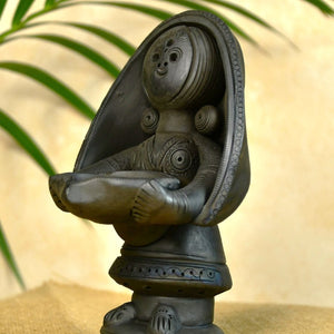 Black Terracotta Women with Diya Home Decor Masterpiece - decor - Sowpeace - Black Terracotta Women with Diya Home Decor Masterpiece - Terr - bter - TT - WWD - Sowpeace