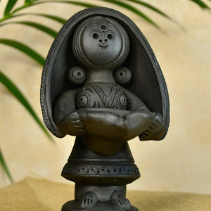 Black Terracotta Women with Diya Home Decor Masterpiece - decor - Sowpeace - Black Terracotta Women with Diya Home Decor Masterpiece - Terr - bter - TT - WWD - Sowpeace