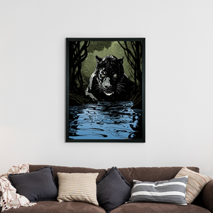 Sowpeace Harmony: Find Your Handcrafted Abstract Black Panther – Premium Indian-Inspired Canvas Art for Stylish and Elegant Interiors