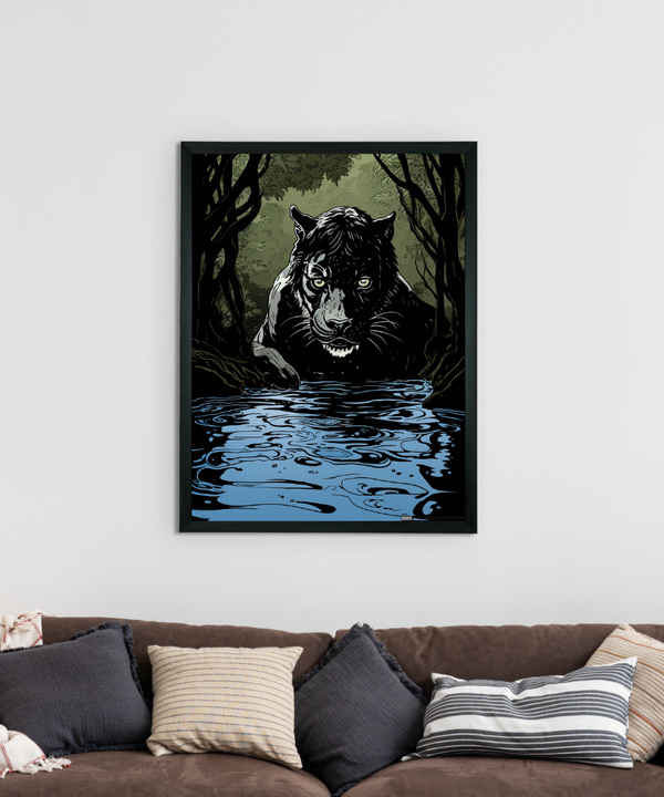 Sowpeace Harmony: Find Your Handcrafted Abstract Black Panther – Premium Indian-Inspired Canvas Art for Stylish and Elegant Interiors — image 2
