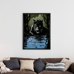 Sowpeace Harmony: Find Your Handcrafted Abstract Black Panther – Premium Indian-Inspired Canvas Art for Stylish and Elegant Interiors - Additional View
