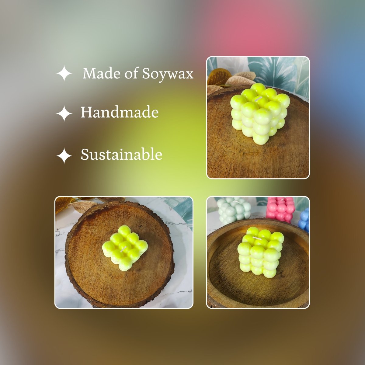 Bubble Neon Soywax Candle – Vegan, Hand-Poured, Long-Lasting Decorative Gift