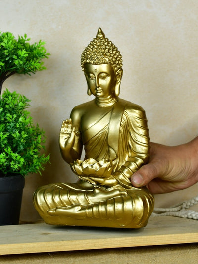 Buddha Figurine with Lotus | Sowpeace Indian Home Decor - Unique Artisan Craft