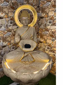 Buddha Round Lotus Base Fountain (Dual Size) Indoor Water Fountain – 2.9 ft -Indoor Water Fountain-Sowpeace-Home Decor-Indoor Water Fountain