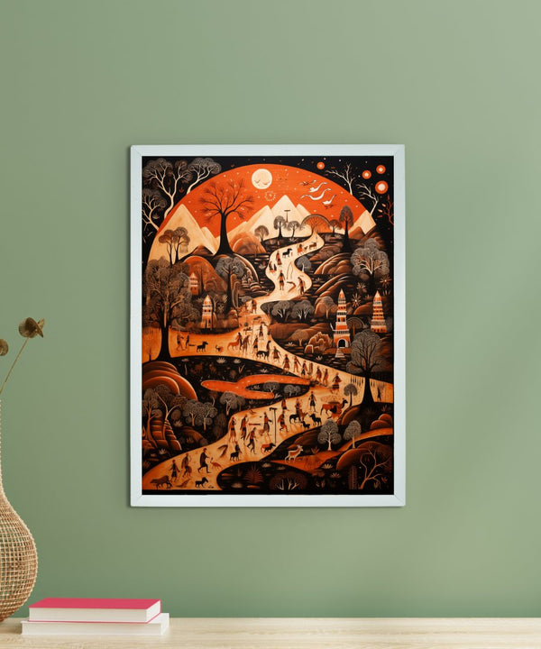 Sowpeace Sunsets: Handcrafted Peaceful Mountain Wall Art – Premium Indian-Inspired Canvas Print for Elegant Home Interiors — main view