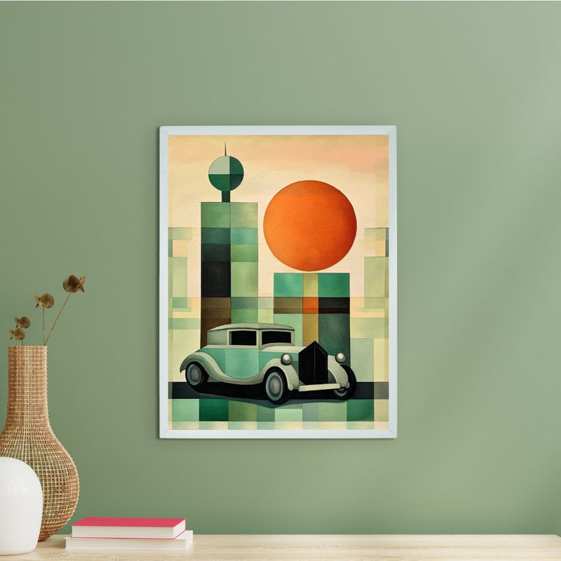Sowpeace's Handcrafted Geometric Car Watercolor Art – Premium Indian-Inspired Canvas Wall Print for Stylish Home Decor – view 1