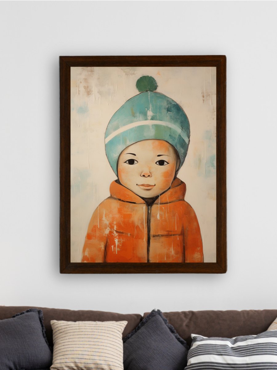 Chilled Dreams: Sowpeace's Premium Abstract Winter Boy Canvas – Handcrafted Indian-Inspired Art for Stylish Winter Home Interiors