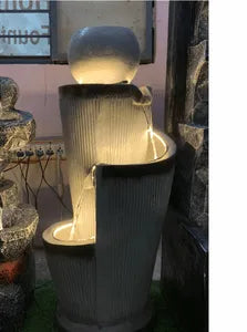 Dark Sphere Top Cylinder Fountain Indoor Water Fountain – 3 ft -Indoor Water Fountain-Sowpeace-Indoor Water Fountain-SOWPEACE