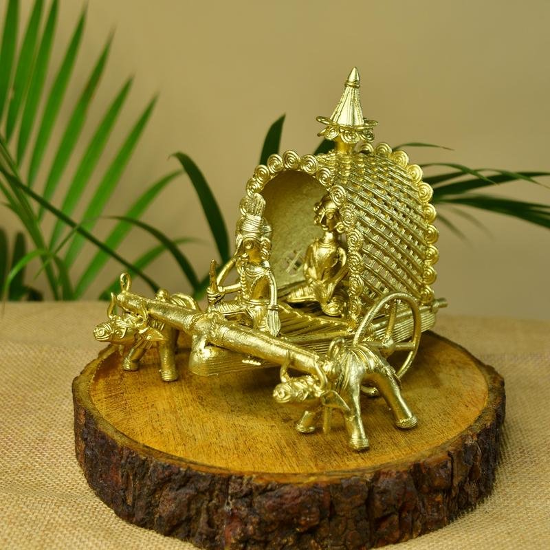 Dhokra art Brass Decor Cow Cart