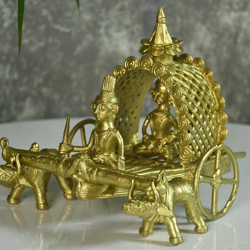 Dhokra art Brass Decor Cow Cart