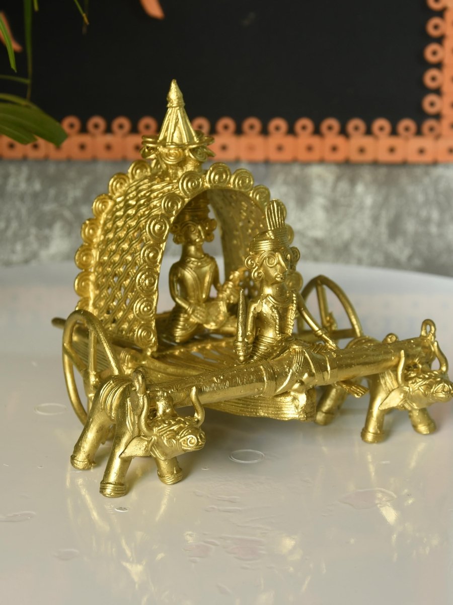 Dhokra art Brass Decor Cow Cart - Sowpeace - Dhokra art Brass Decor Cow Cart - Dok - DCCS - BR - TT - Sowpeace