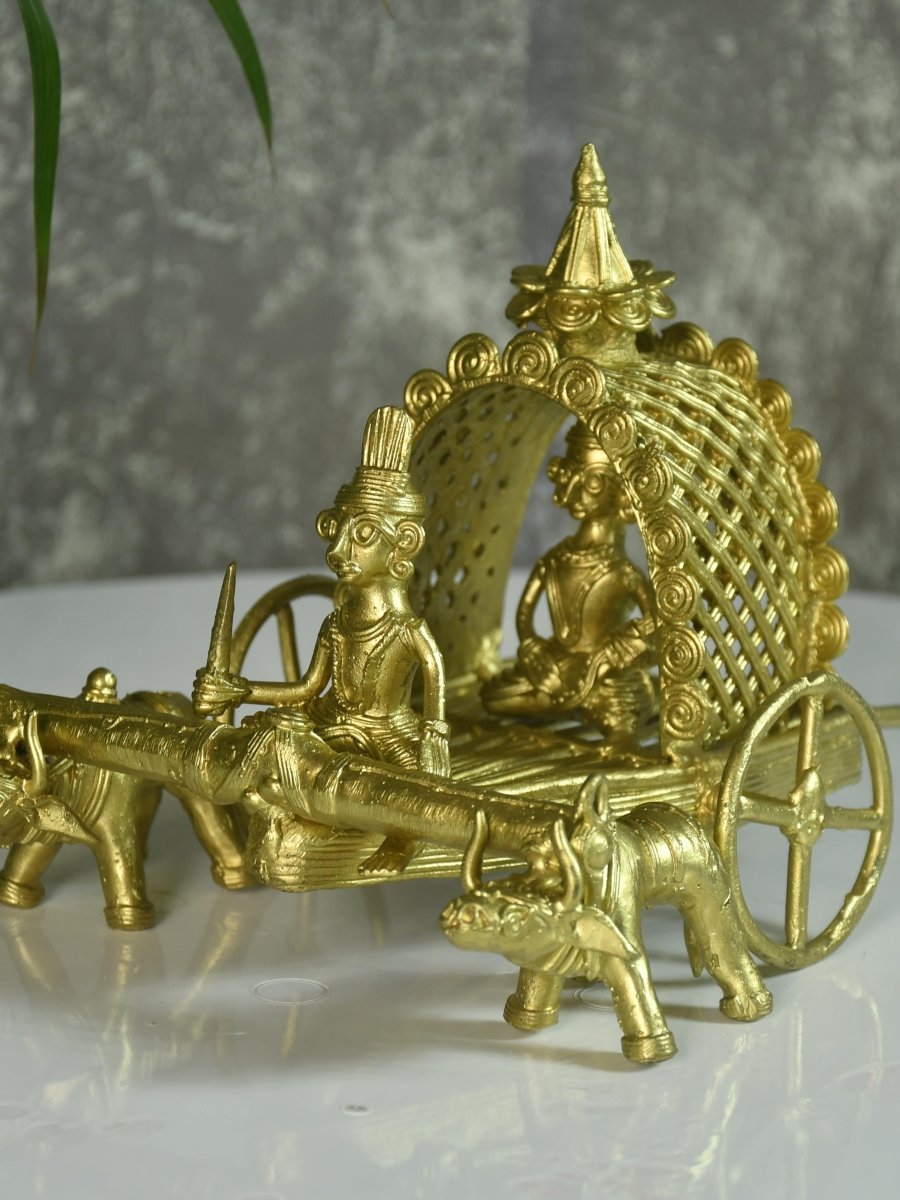 Dhokra art Brass Decor Cow Cart - Sowpeace - Dhokra art Brass Decor Cow Cart - Dok - DCCS - BR - TT - Sowpeace