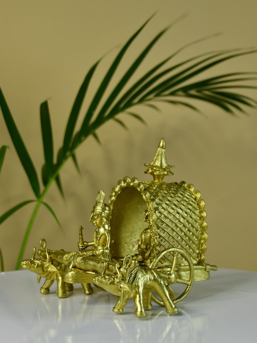 Dhokra art Brass Decor Cow Cart - Sowpeace - Dhokra art Brass Decor Cow Cart - Dok - DCCS - BR - TT - Sowpeace