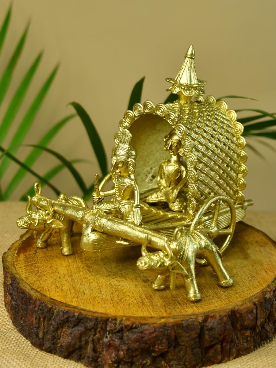 Dhokra art Brass Decor Cow Cart - Sowpeace - Dhokra art Brass Decor Cow Cart - Dok - DCCS - BR - TT - Sowpeace