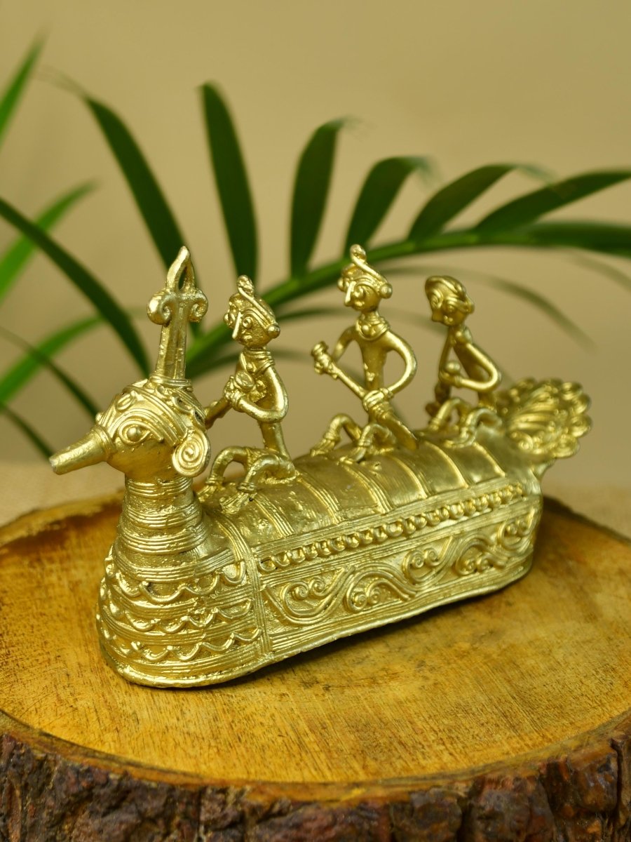 Dhokra Boat: Artisan Brass Tabletop Decor of Ancient Times. - Dhokra - Sowpeace - Dhokra Boat: Artisan Brass Tabletop Decor of Ancient Times. - Dok - LBOAT - BR - TT - Sowpeace