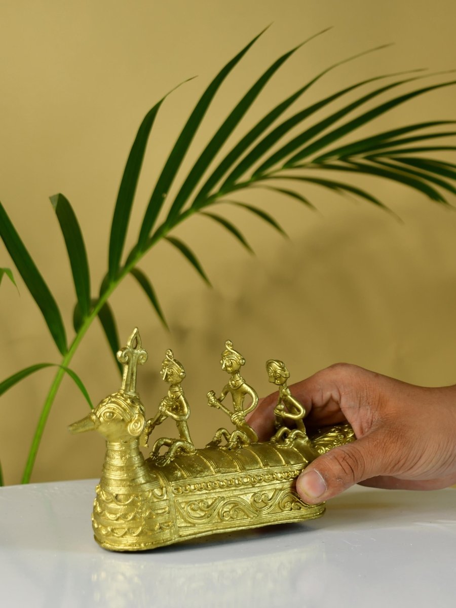 Dhokra Boat: Artisan Brass Tabletop Decor of Ancient Times.