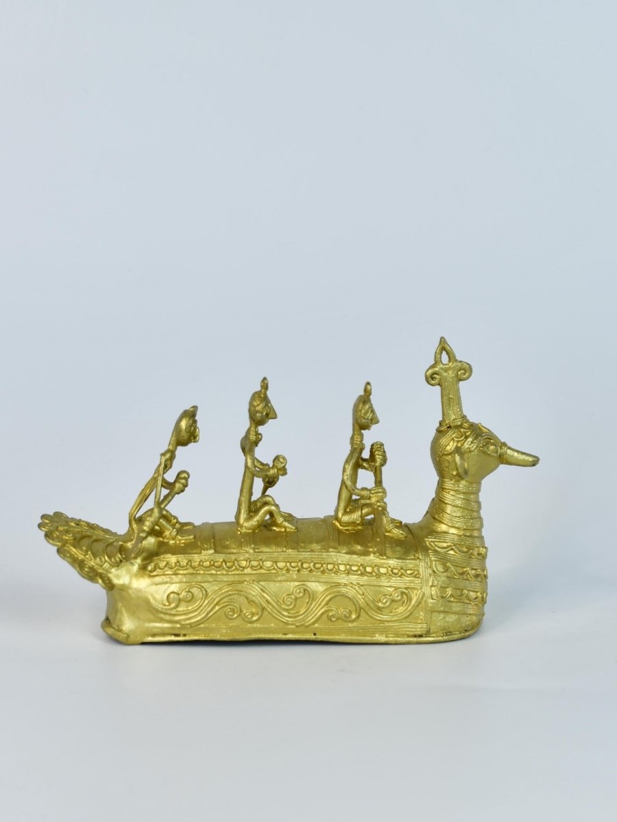 Dhokra Boat: Artisan Brass Tabletop Decor of Ancient Times.