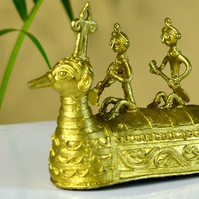 Dhokra Boat: Artisan Brass Tabletop Decor of Ancient Times.