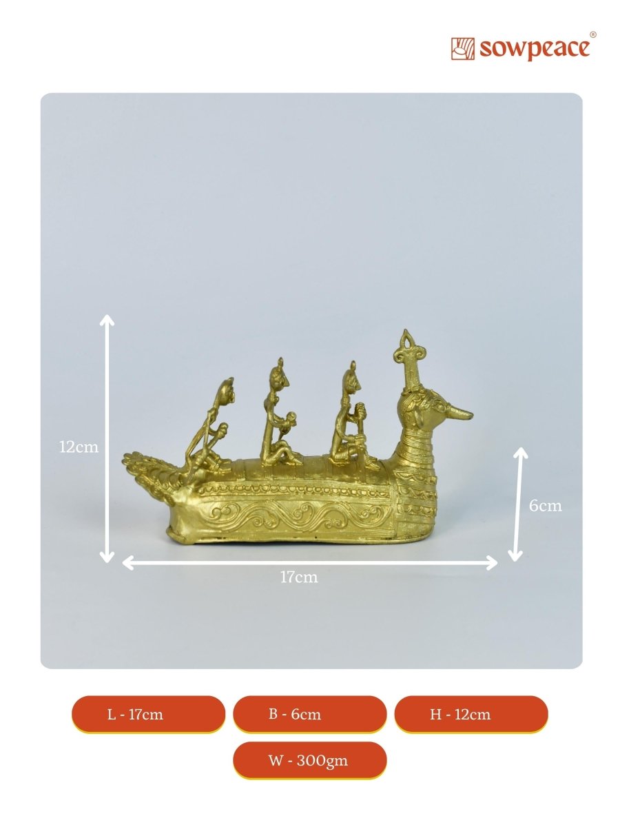 Dhokra Boat: Artisan Brass Tabletop Decor of Ancient Times.