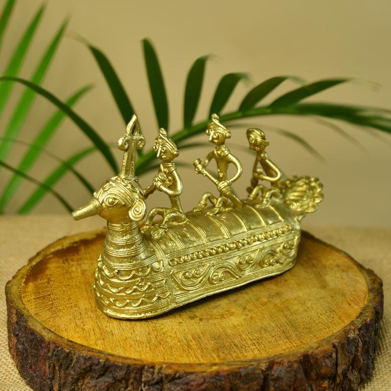 Dhokra Boat: Artisan Brass Tabletop Decor of Ancient Times. - Dhokra - Sowpeace - Dhokra tabletop - Dokra