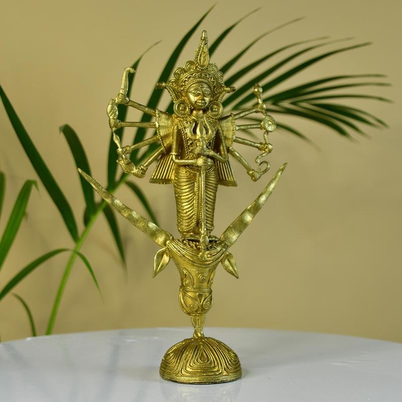 Dhokra Craft - Goddess Durga Mahishasur Mardini Brass Decor - Dhokra - Sowpeace - Diwali - Dokra