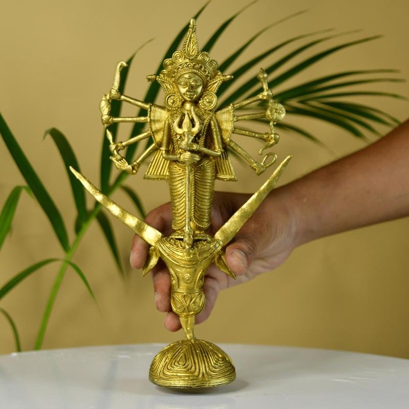 Dhokra Craft - Goddess Durga Mahishasur Mardini Brass Decor - Dhokra - Sowpeace - Diwali - Dokra