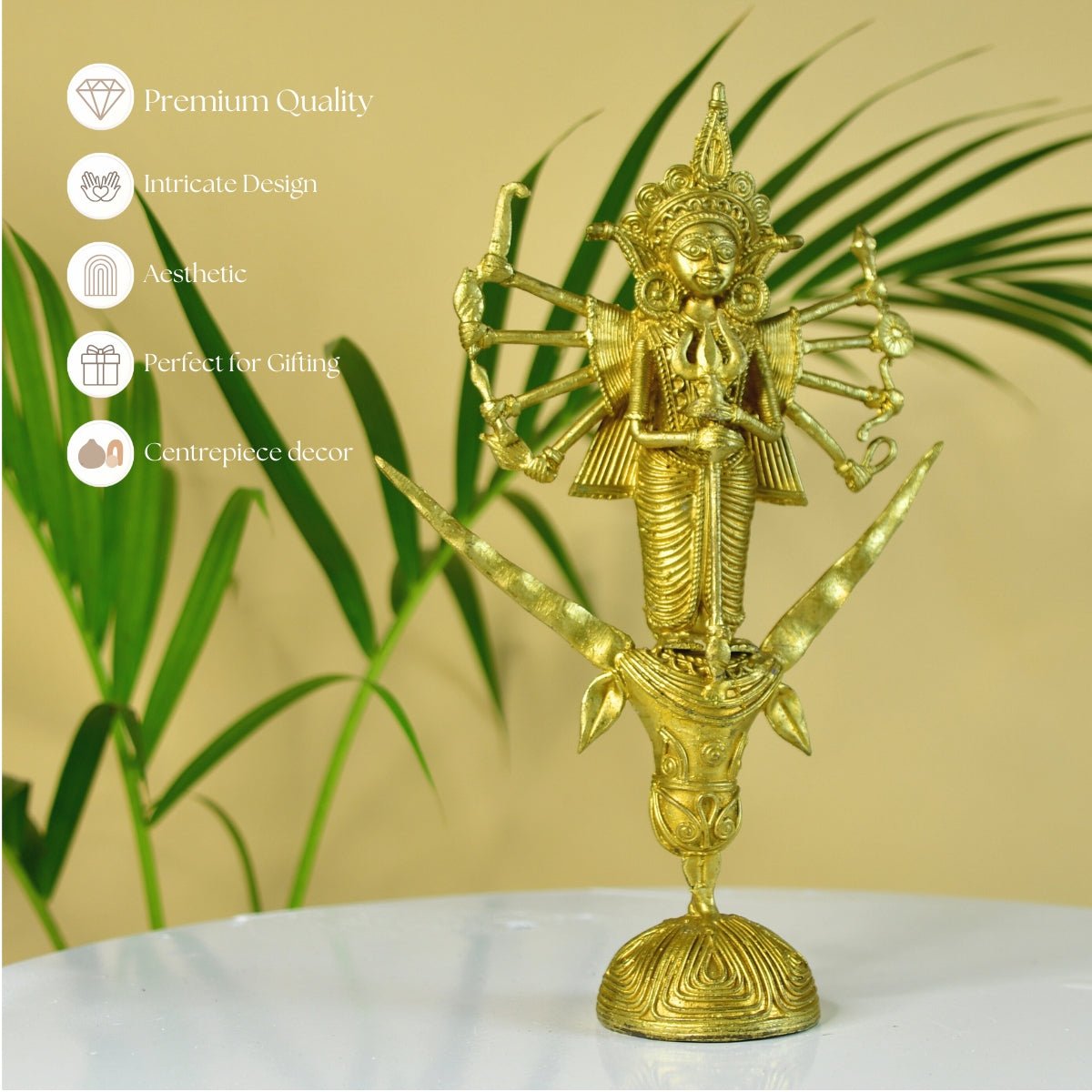 Dhokra Craft - Goddess Durga Mahishasur Mardini Brass Decor