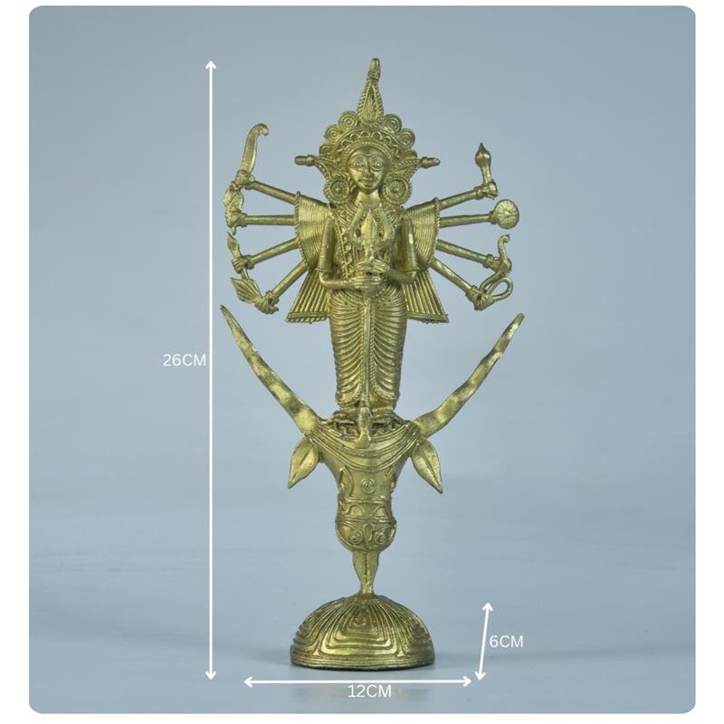 Dhokra Craft - Goddess Durga Mahishasur Mardini Brass Decor