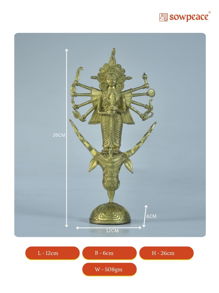 Dhokra Craft - Goddess Durga Mahishasur Mardini Brass Decor