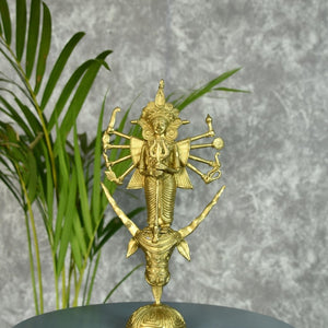 Dhokra Craft - Goddess Durga Mahishasur Mardini Brass Decor - Sowpeace - Dhokra Craft - Goddess Durga Mahishasur Mardini Brass Decor - Dok - DMDM - BR - TT - Sowpeace