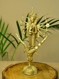 Dhokra Craft - Goddess Durga Mahishasur Mardini Brass Decor