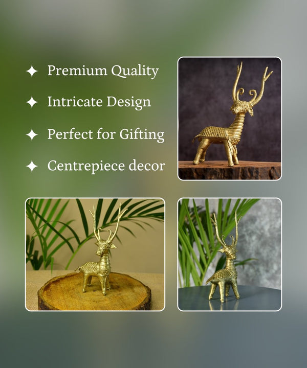 Dhokra Deer Brass Tabletop — image 3