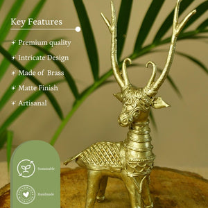 Dhokra Deer Brass Tabletop - Sowpeace - Dhokra Deer Brass Tabletop - Dok - DDST - BR - TT - Sowpeace