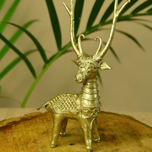 Dhokra Deer Brass Tabletop - Sowpeace - Dhokra Deer Brass Tabletop - Dok - DDST - BR - TT - Sowpeace