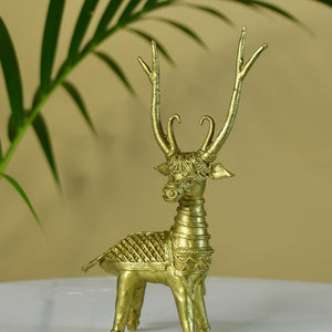 Dhokra Deer Brass Tabletop - Sowpeace - Dhokra Deer Brass Tabletop - Dok - DDST - BR - TT - Sowpeace