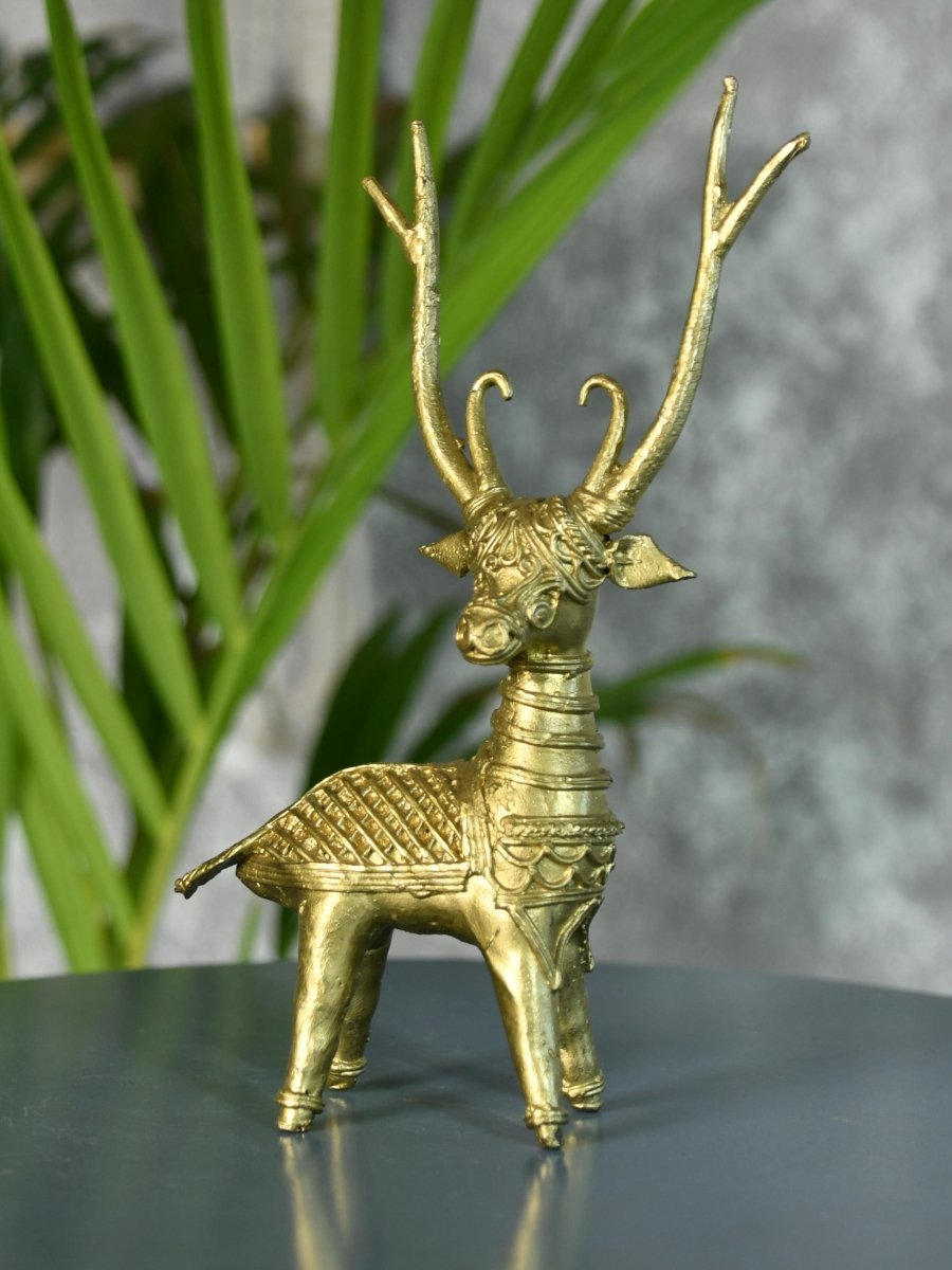 Dhokra Deer Brass Tabletop - Sowpeace - Dhokra Deer Brass Tabletop - Dok - DDST - BR - TT - Sowpeace