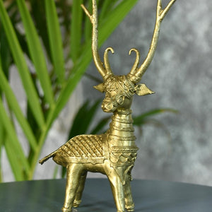 Dhokra Deer Brass Tabletop - Sowpeace - Dhokra Deer Brass Tabletop - Dok - DDST - BR - TT - Sowpeace